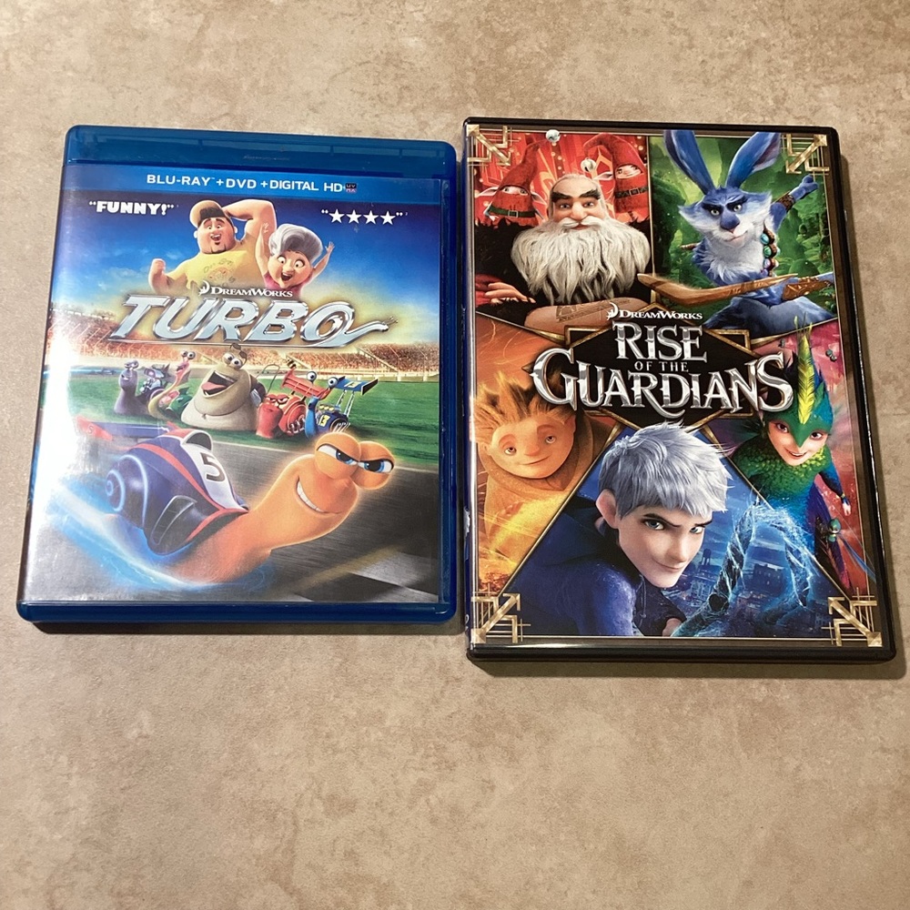 Dreamworks Turbo DVD BluRay Digital Code and Rise Of The Guardians DVD B…